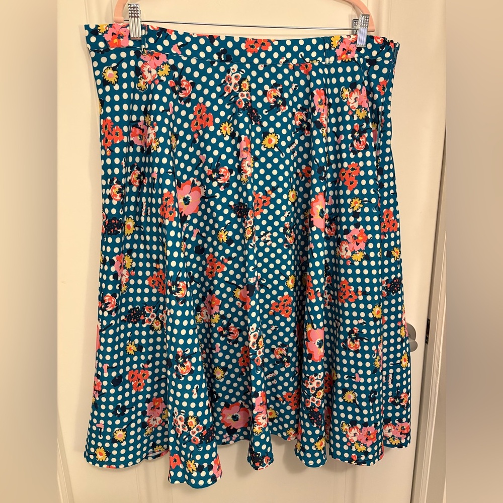 ModCloth Teal Polka Dot Floral Skirt
